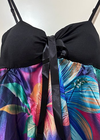 Kadın Çok Renkli Askılı Uzun Elbise - Görsel 3