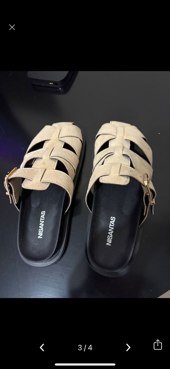 Bej Süet Tokalı Kadın Blok Topuklu Sandalet - Görsel 3