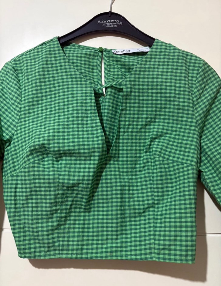 Uzun Kollu Yeşil bershka crop - Görsel 2