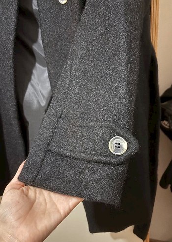 Siyah yünlü palto/kaban - Görsel 3