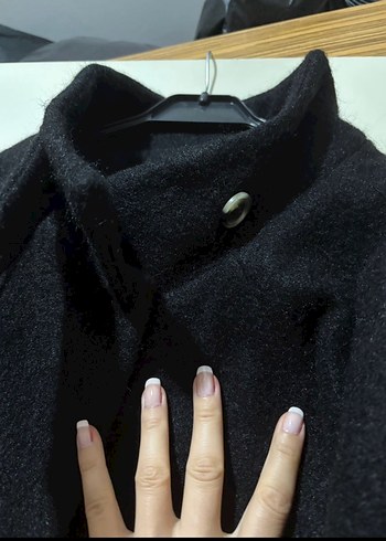 Siyah yünlü palto/kaban - Görsel 5