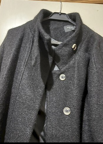 Siyah yünlü palto/kaban - Görsel 2