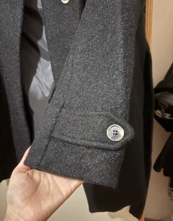 Siyah yünlü palto/kaban - Görsel 3