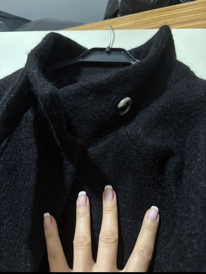 Siyah yünlü palto/kaban - Görsel 5