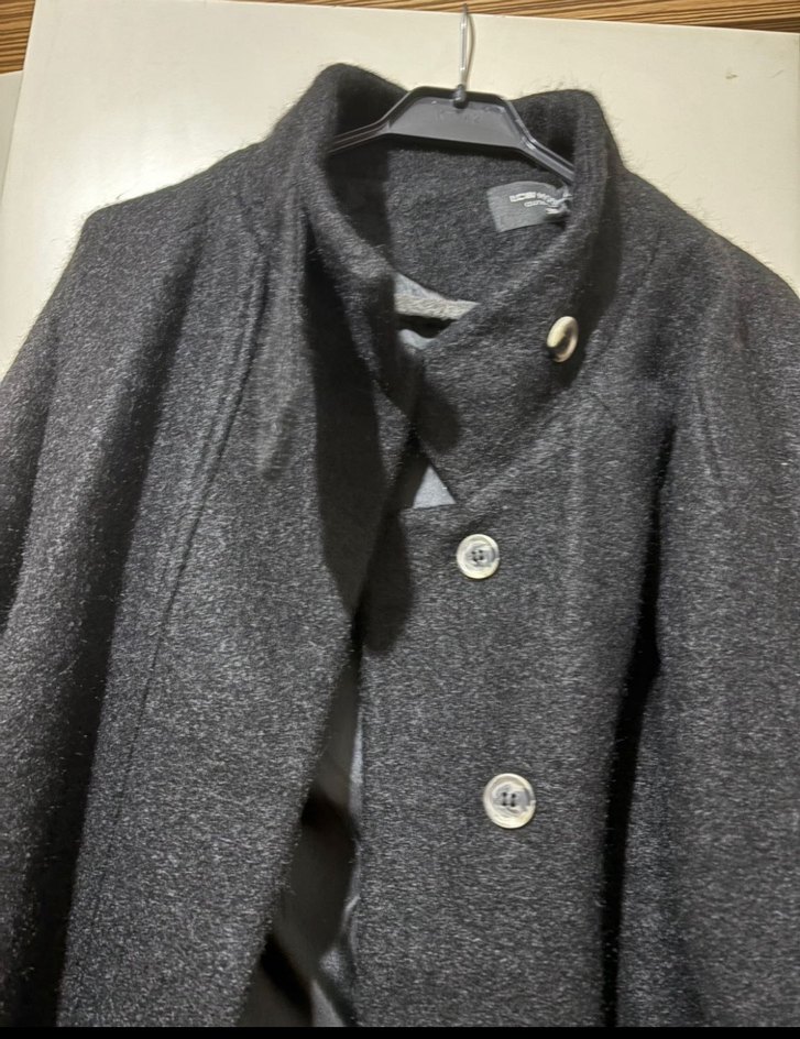 Siyah yünlü palto/kaban - Görsel 2