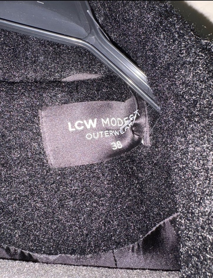 Siyah yünlü palto/kaban - Görsel 4