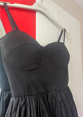 Siyah Straplez Gotik Mezuniyet Elbisesi - Görsel 4