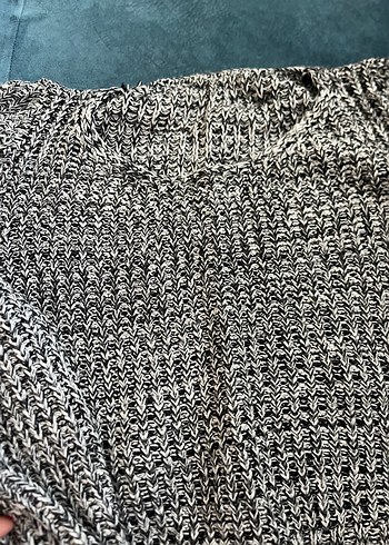 Gri Bohem Uzun Kollu Örgü Kadın Kazak - Görsel 2