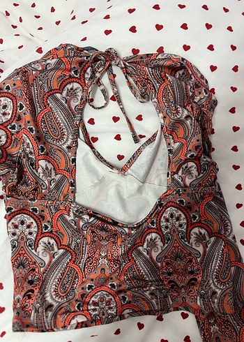 Bohem Desenli V Yaka Detaylı Bluz - Görsel 3