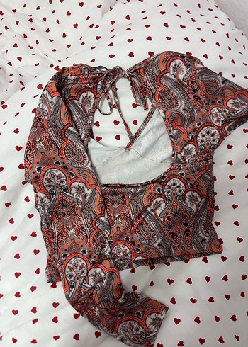 Bohem Desenli V Yaka Detaylı Bluz - Görsel 4