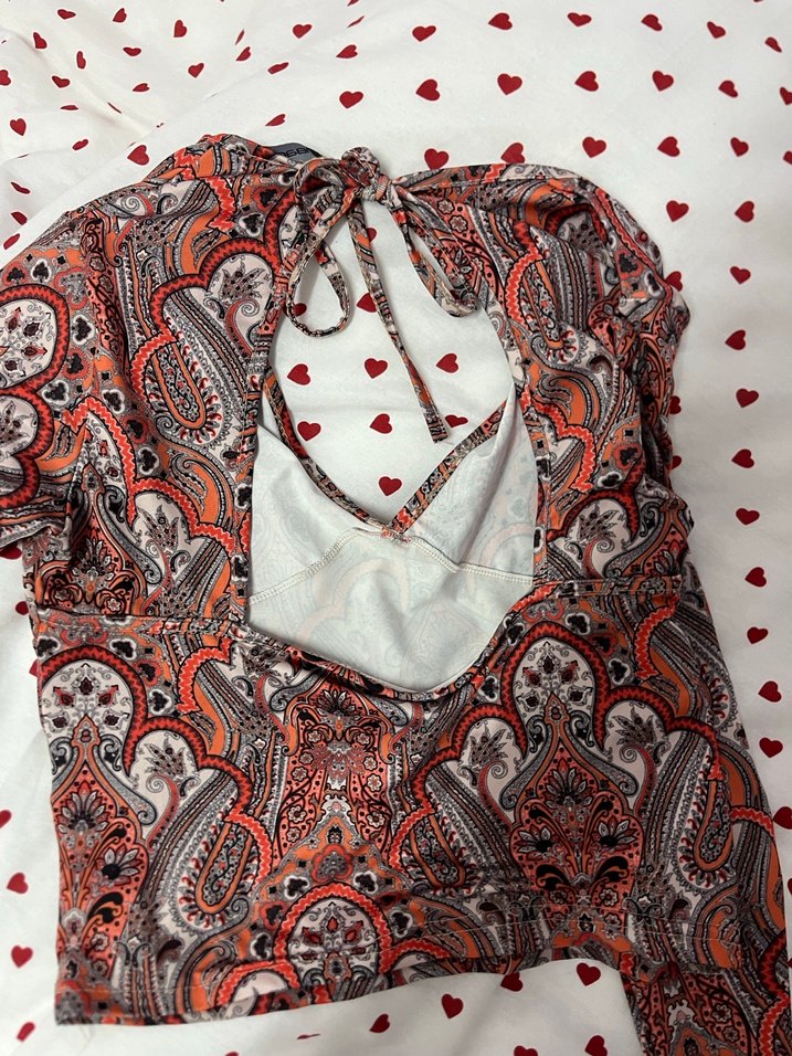 Bohem Desenli V Yaka Detaylı Bluz - Görsel 3