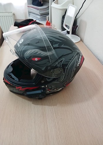 Siyah Desenli Motosiklet Kaskı - Görsel 3