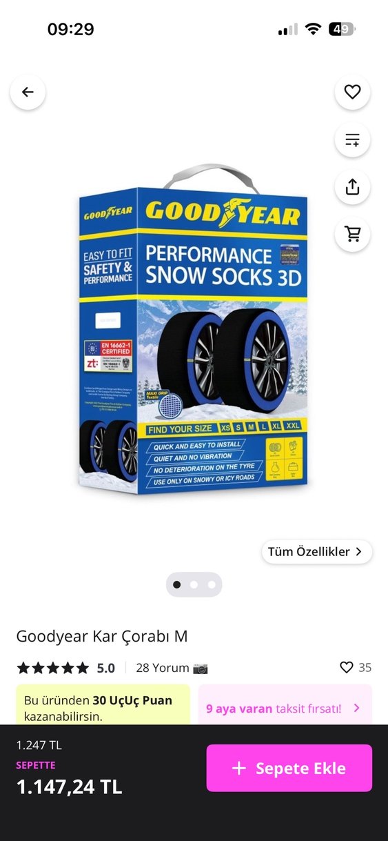 Goodyear Kar Çorabı Large - Görsel 2