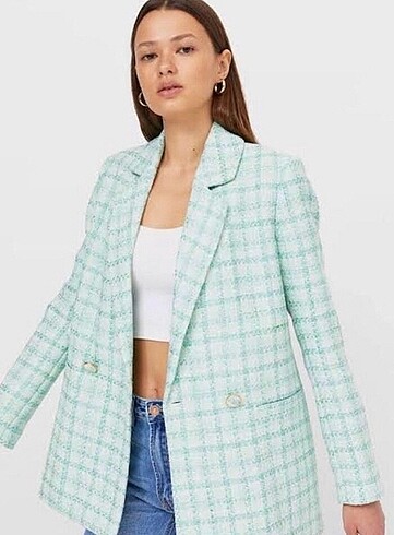 l Beden Stradivarius tüvit kumaş blazer ceket