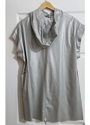 silver renk deri tunik