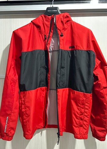 Kırmızı Siyah Fermuarlı Erkek Rüzgarlık - Görsel 3