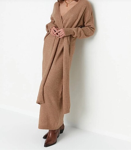 xl Beden camel Renk Elbise