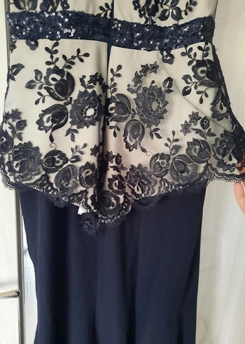 Dantel Detaylı Gri Uzun Abiye Elbise - Görsel 4