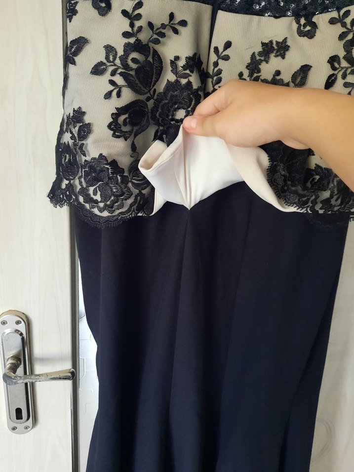 Dantel Detaylı Gri Uzun Abiye Elbise - Görsel 3