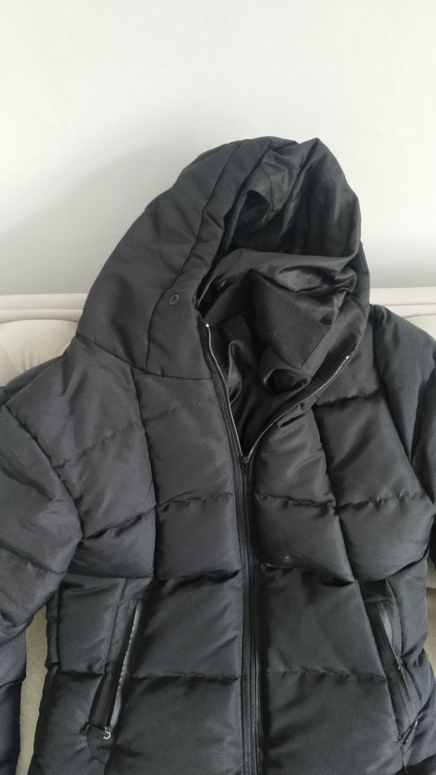 Fermuarlı Siyah Uzun Kadın Kışlık Mont - Görsel 3