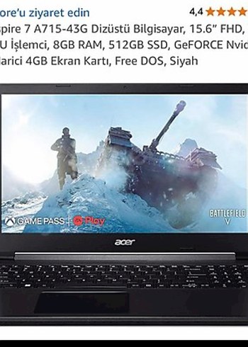  Beden Renk Acer Aspire 7 A715-43G Dizüstü Bilgisayar