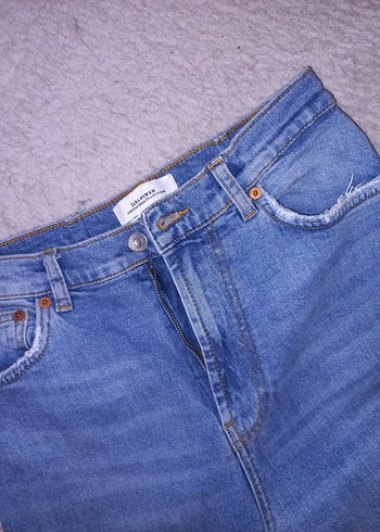 s Beden Zara Regular Fit Midi Mavi Kadın Kot Pantolon
