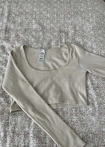 Addax Bej Uzun Kollu Crop Top