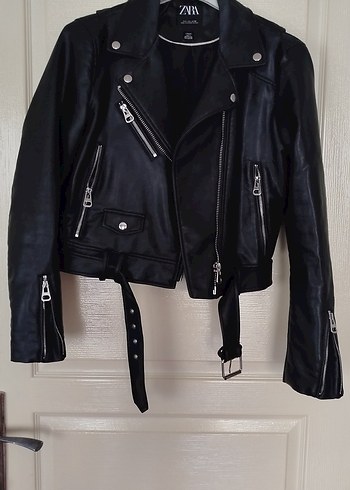 Zara Siyah Deri Biker Ceket - Görsel 6