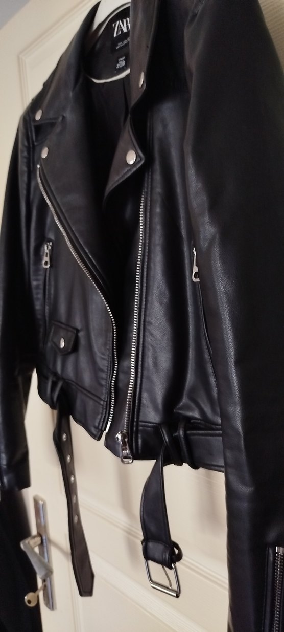 Zara Siyah Deri Biker Ceket - Görsel 2