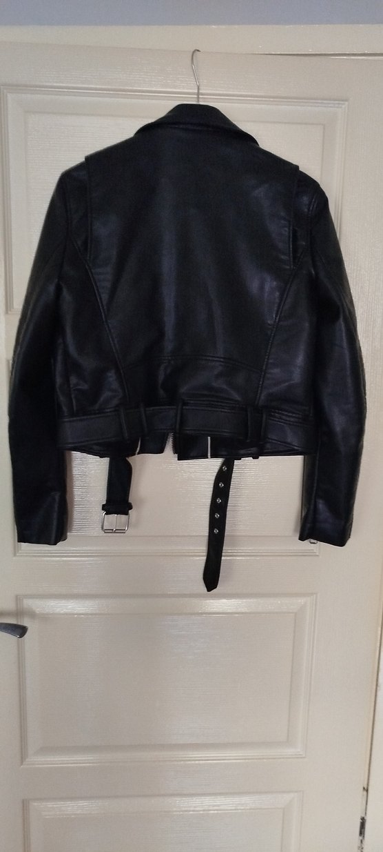 Zara Siyah Deri Biker Ceket - Görsel 4