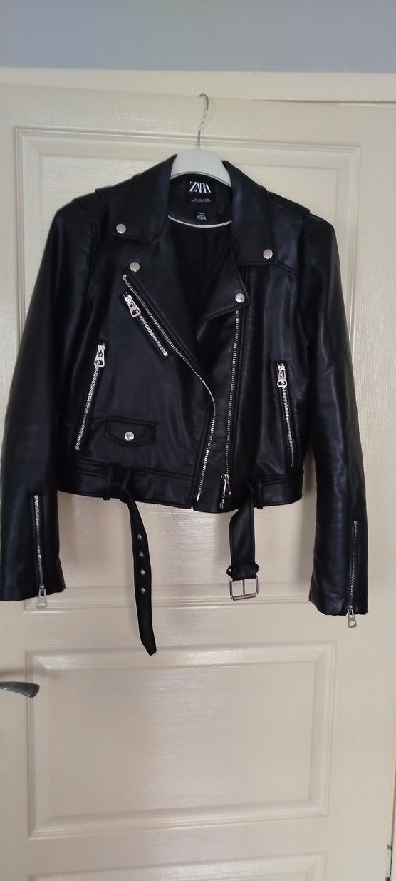 Zara Siyah Deri Biker Ceket - Görsel 3