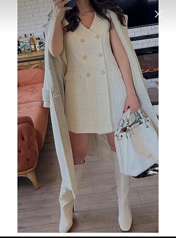 Zara Beyaz Elbise Tüvit Elbise