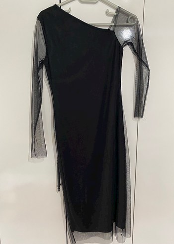 Diğer Tek Omuzlu Siyah Gotik Abiye Elbise