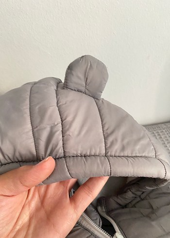 Gri Bebek Erkek Kapüşonlu Kürklü Mont - Görsel 4