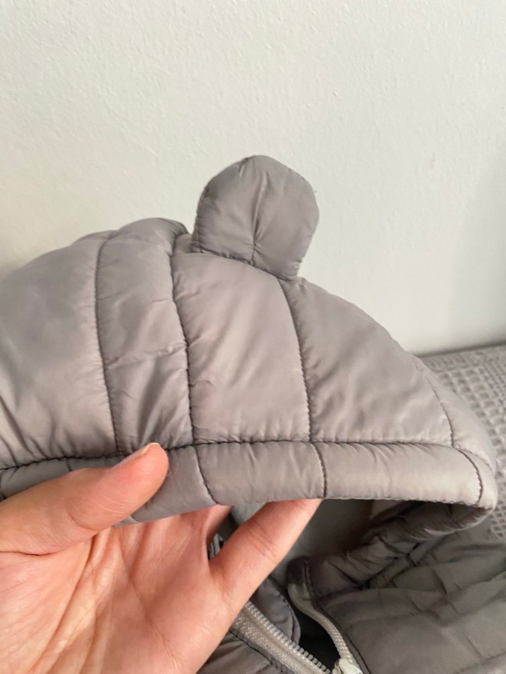 Gri Bebek Erkek Kapüşonlu Kürklü Mont - Görsel 4