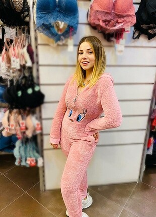 Kışlık twety baskılı polar uyku tulumu pijama