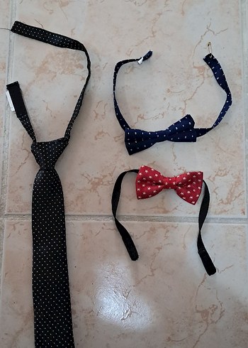 Çocuklar için Renkli Papyon ve Kravat Seti - Görsel 3