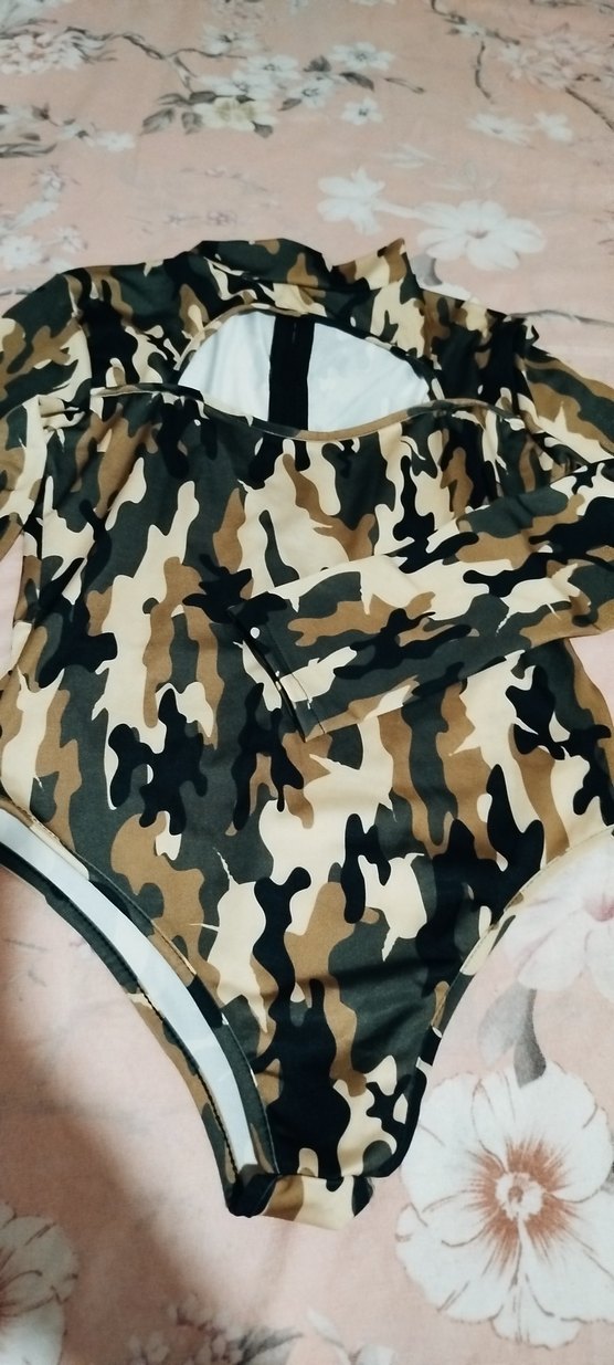 Kahverengi Kamuflaj Kadın badysuıt - Görsel 4