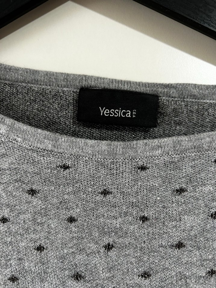 Gri Uzun Kollu Örgü Kadın Kazak - Görsel 3