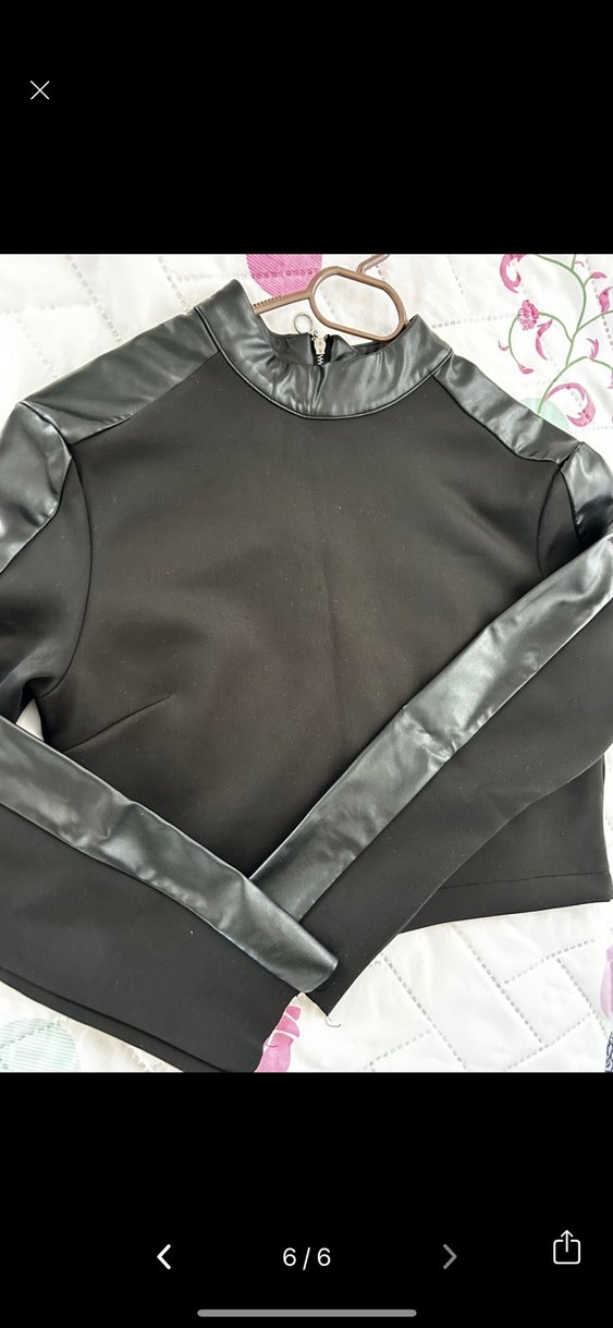 Siyah Deri Kadın Biker Ceket - Görsel 4