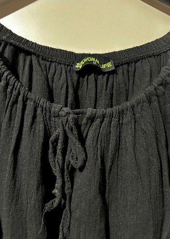 Siyah Bohem Keten Bluz - Görsel 2