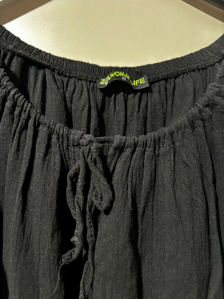 Siyah Bohem Keten Bluz - Görsel 2