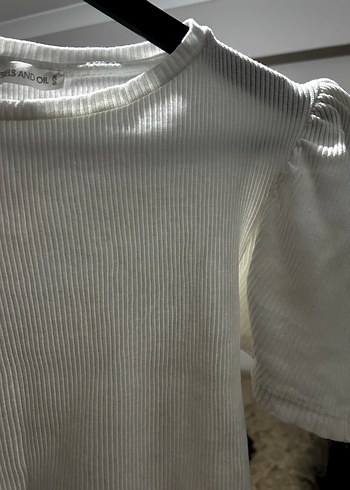 Beyaz Kısa Kollu Triko Bluz - Görsel 5