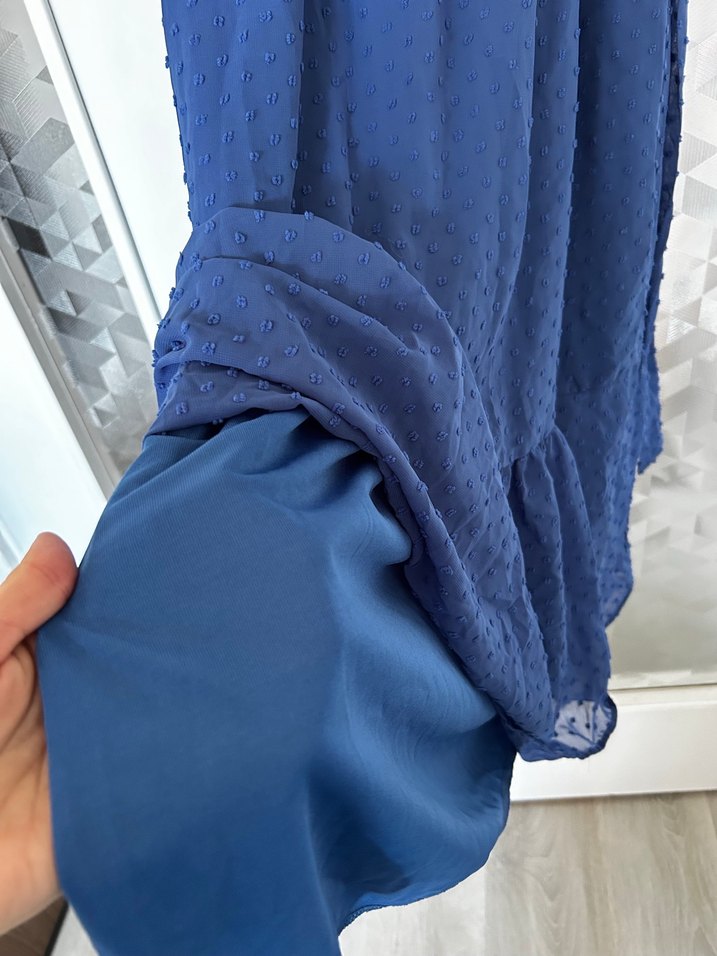 Lacivert Kemerli Uzun Hamile Elbisesi - Görsel 5