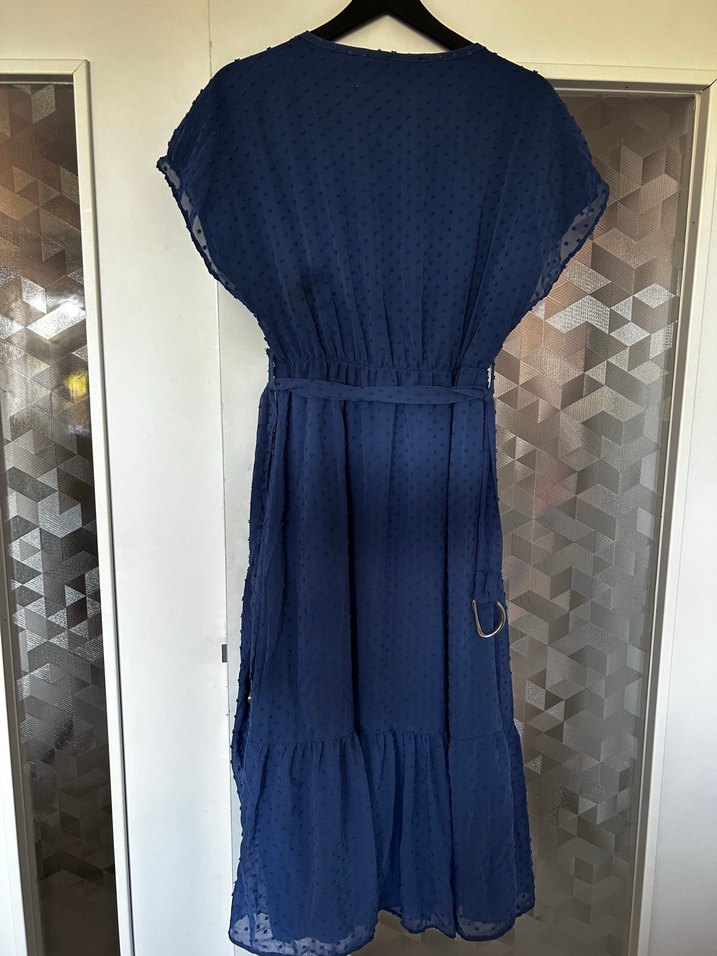 Lacivert Kemerli Uzun Hamile Elbisesi - Görsel 2