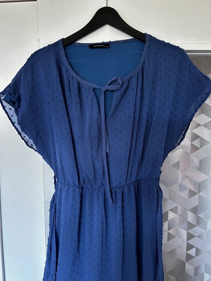 Lacivert Kemerli Uzun Hamile Elbisesi - Görsel 3