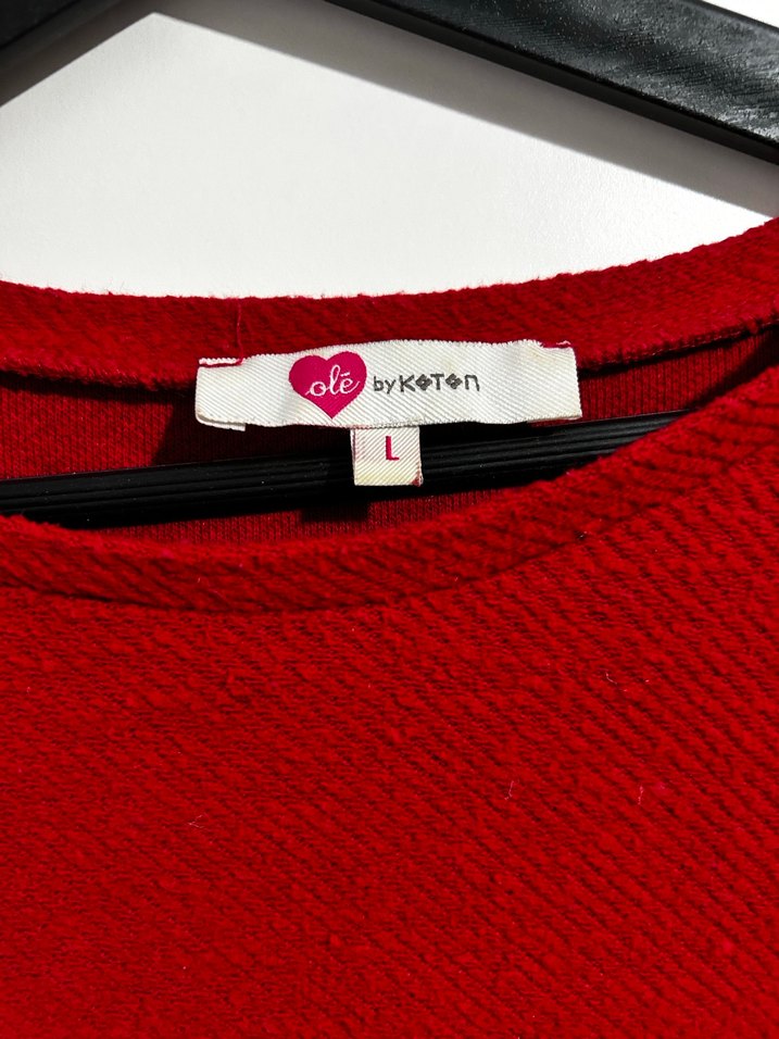 Kadın Kırmızı Uzun Kollu Fırfırlı Kazak - Görsel 3