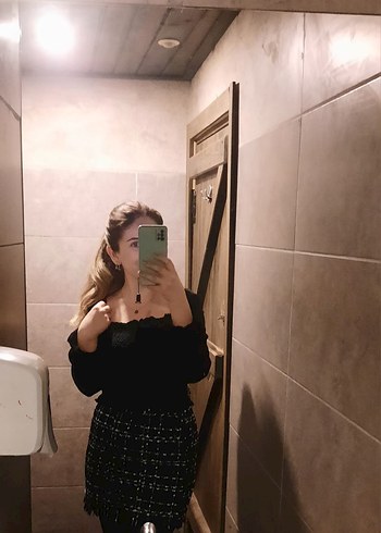 Siyah Ekose Örme Mini Etek - Görsel 2