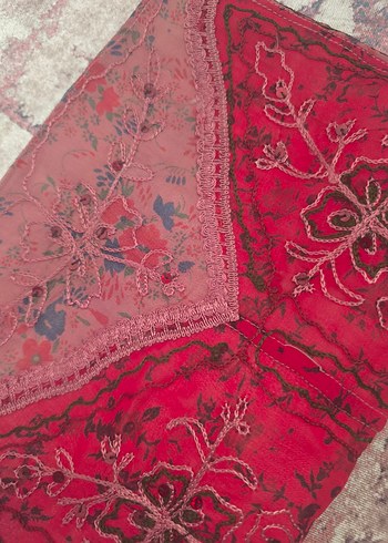 Bordo Nakışlı Bohem Kadın Portföy Çanta - Görsel 2