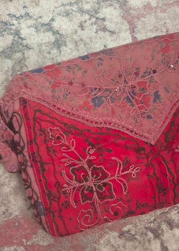 Bordo Nakışlı Bohem Kadın Portföy Çanta - Görsel 5